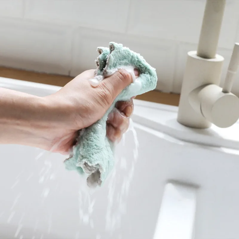 Бытовая кухонная ткань толстая двухслойная салфетка из микрофибры кухонное