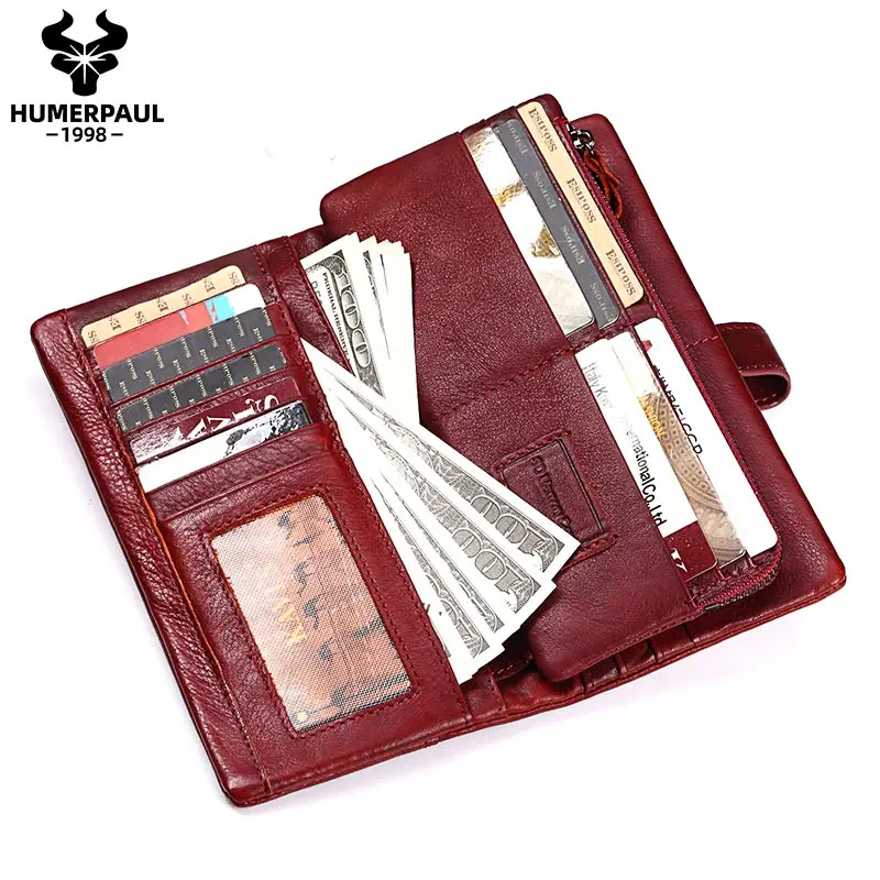 

Кошелек женский из воловьей кожи, длинный клатч, роскошный брендовый бумажник с Rfid-защитой, Волшебная молния, клатч для мелочей
