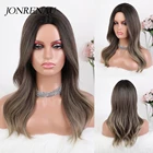 Парик JONRENAU средней части для чернокожих и белых женщин, длинные натуральные волнистые синтетические волосы для косплея, вечеринки, ежедневного использования