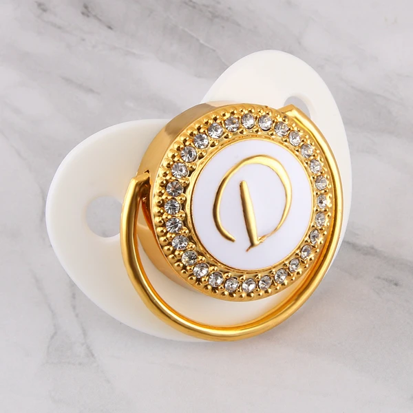 Letter D Роскошные Детские Соски Оптом Bling Bling Соска со Стразами Детские Ортодонтические Пустышки Кристалл Соска Соска - Цвет: Letter D