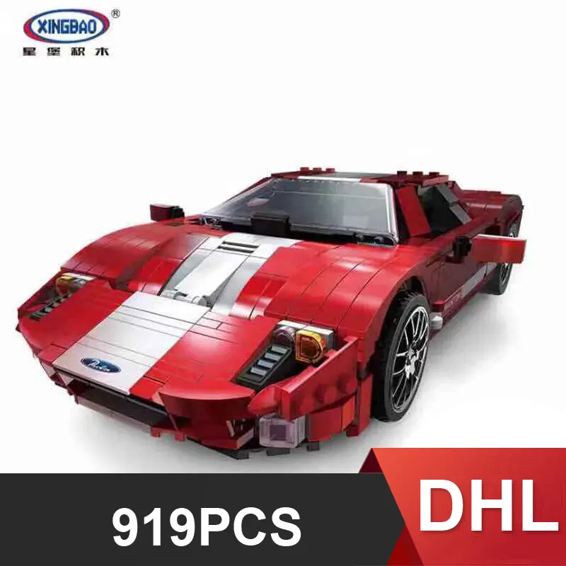 Xingbao 03011 Red Phantom Creator speed Champions Mustangs GTR Forrd GT500 строительные блоки автомобиль подарки модель игрушки 919 шт