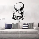 Виниловая наклейка на стену в виде мультяшного инопланетянина, НЛО, пива, вина, бара, паба, кофе