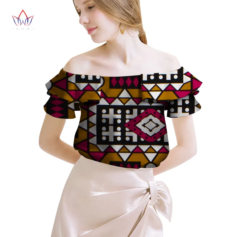 19 Африканская женская одежда Базен Riche Топ dashiki традиционный принт одежда Vestido Африка Анкара Стиль Топы модная блузка WY2048 - Цвет: 19