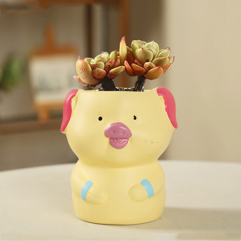 

Korean Cartoon Pig Ceramic Succulent Flower Pot Creative Painted Cute Pig Stoneware Pot Balcony Potted Plant Home Garden