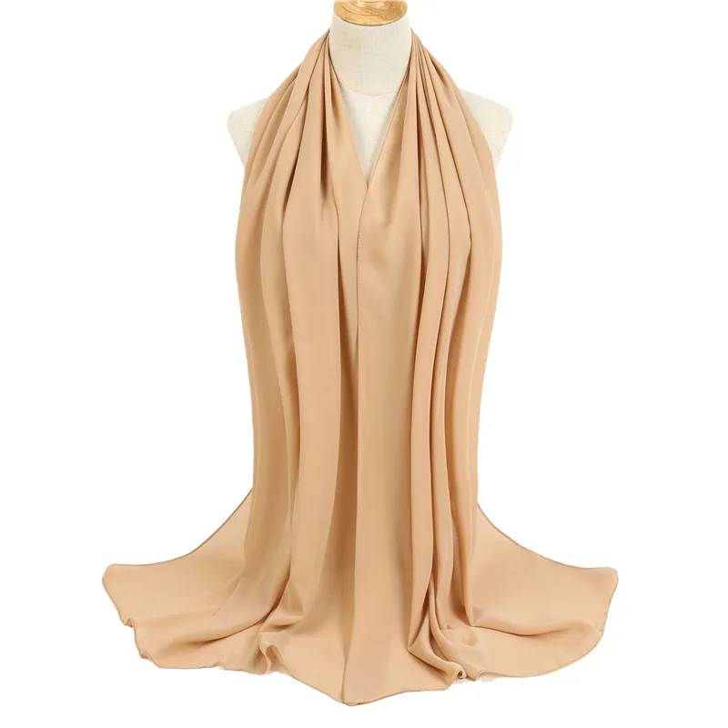 Роскошные хиджаб шарф женский шифон шелковые шарфы длинные тюрбан все-матч