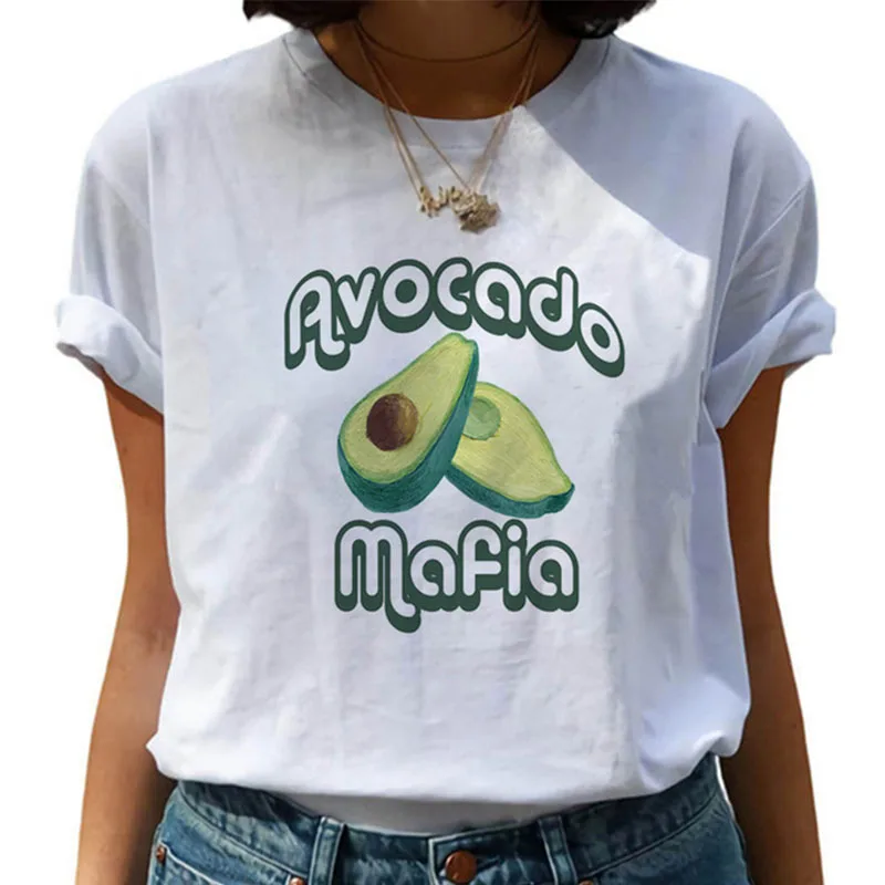 Женские Графические футболки модные 2019 полиэстер Забавный принт авокадо лягушка