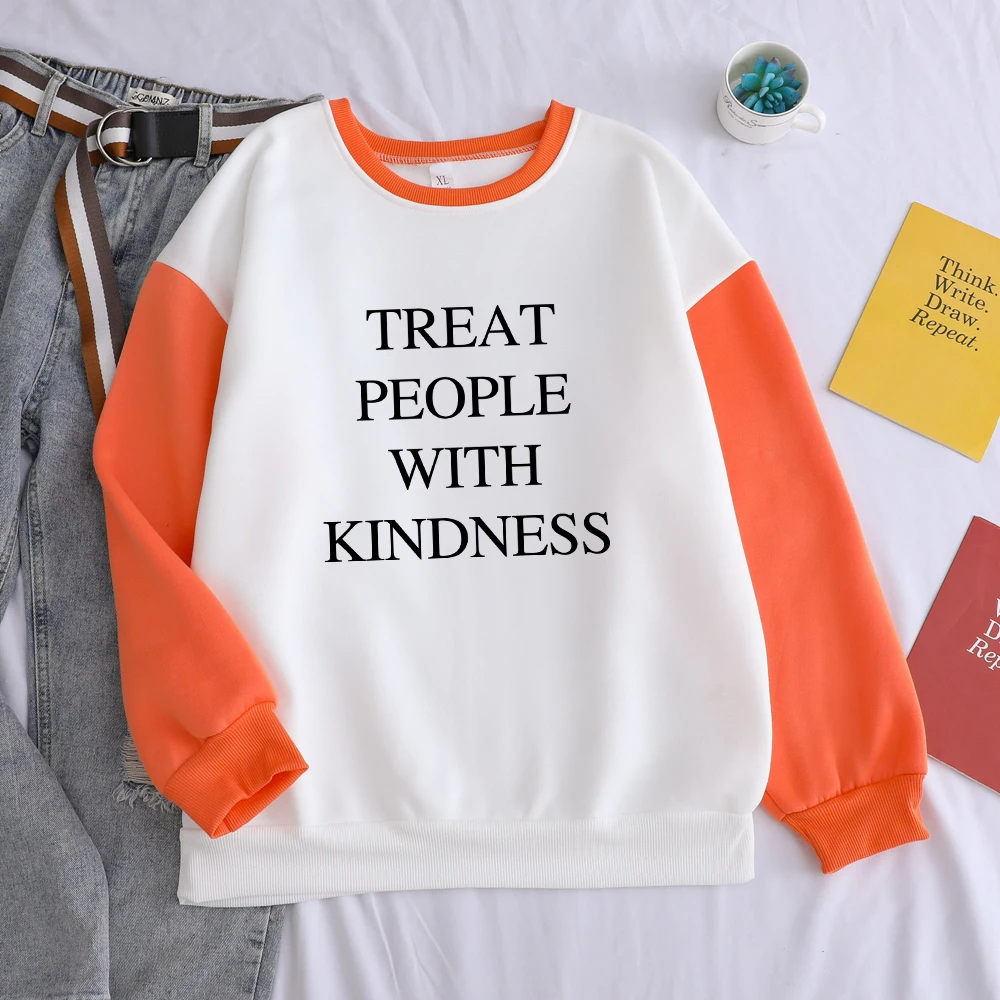 Корейский стиль толстовки с капюшоном для женщин относимся к людям добротой