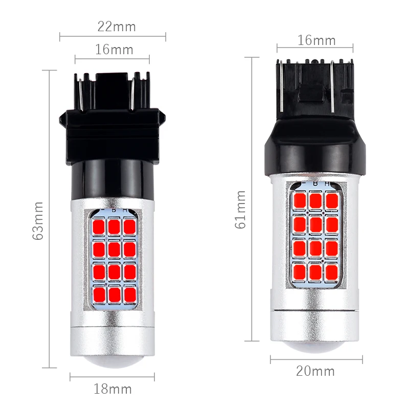 1156 1157 3157 7443 S25 T20 T25 BA15S BAY15D Светодиодные красные стоп-сигналы Лампы Задний третий