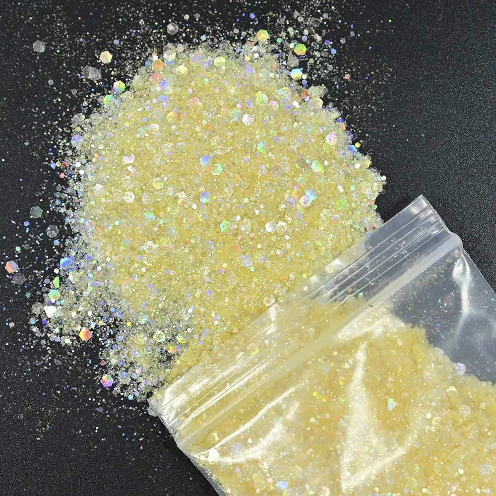 

50g Chunky Glitter Mixed Hexagon Holographic Glitter Iridescent Opal Fairy Drops Nail Art Unicorn Cosmetic Manicure Sequins GD-9