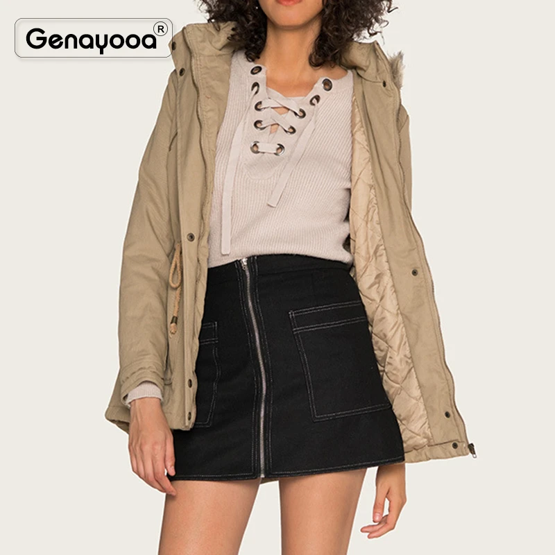 Genayooa/Большие размеры парки Mujer 2019 офисные зимние пальто и куртки женские с