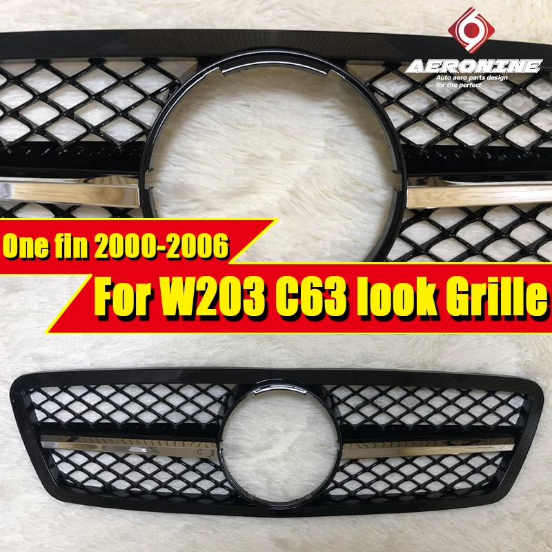 Для Mercedes C Class C203 W203 Sedan Sports C63 Style Grill Grills электропластина с одним плавником прямая