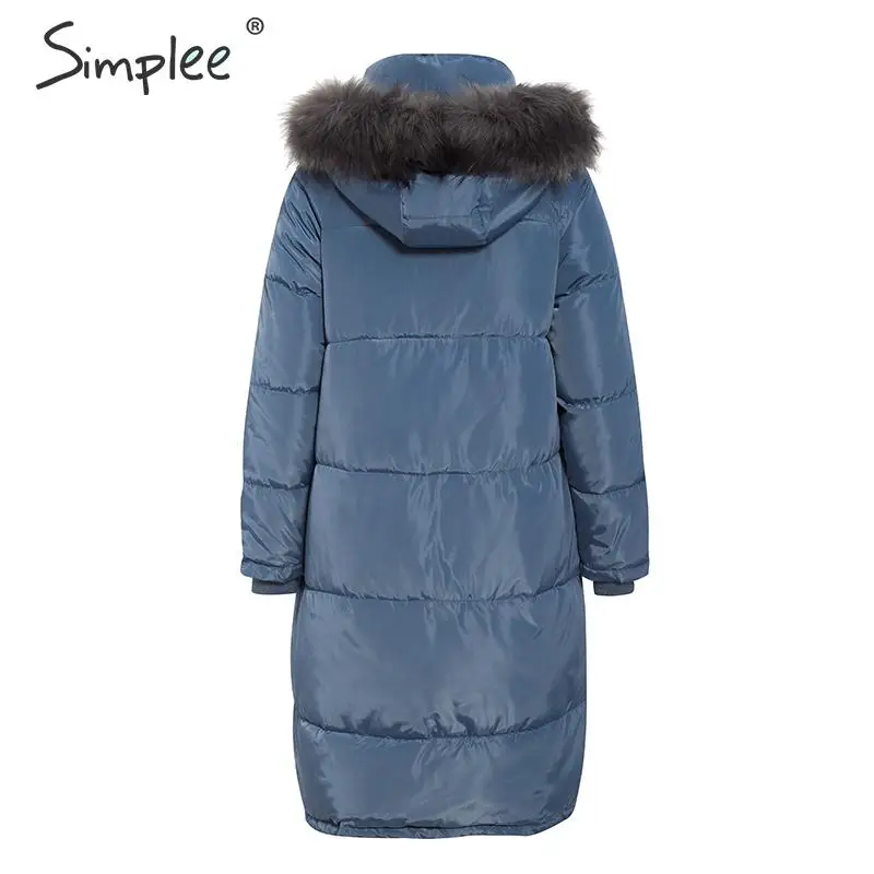 Simplee Повседневная теплая Женская куртка уличная парка на молнии с меховым