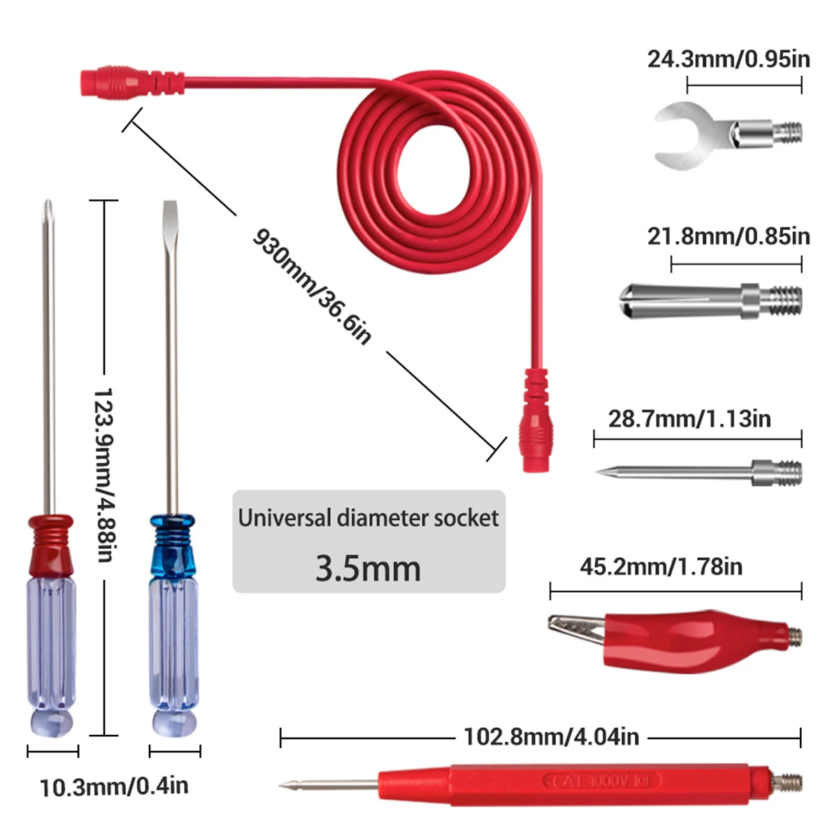 18-in-1 Multi-Function Test Lead Kit for Digital Multimeter Wires Clips U-type Fork Needle Tips Screwdrivers | Инструменты
