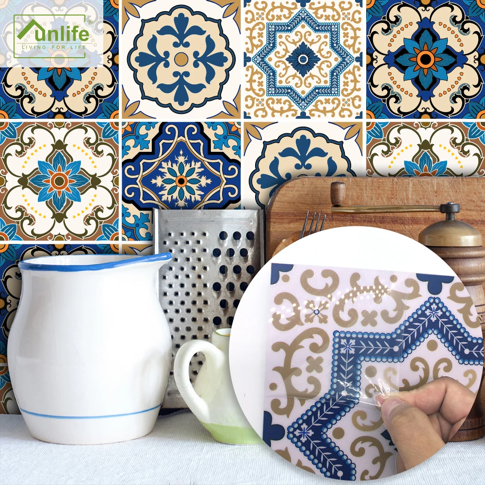 

Funlife® Moroccan Mosaic Tile sticker Wall Bathroom Wall sticker Oil Proof Peel & Stick Kitchen Backsplash Easy to Clean Floor