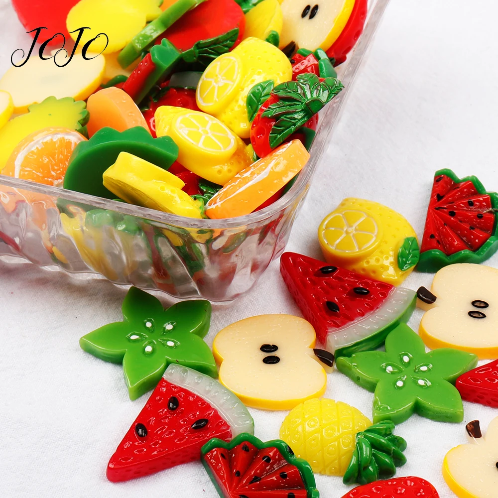 

JOJO BOWS 10pcs DIY Craft Supplies Fruit Planar Flatback Resin Accessories Phone Case Sticker DIY Hair Bows Apparel Decoration