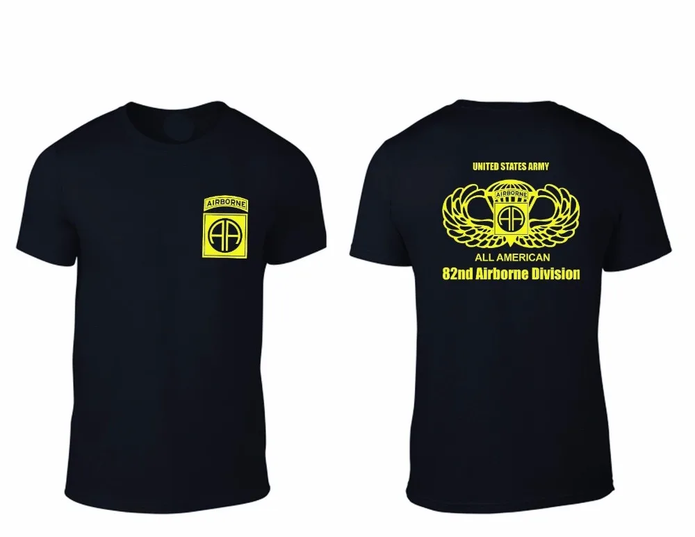 

Hot 2019 Summer Men'S T-Shirt fashion Brand Clothing O-Neck Short Sleeve 82nd airborne-division black blank T shirt
