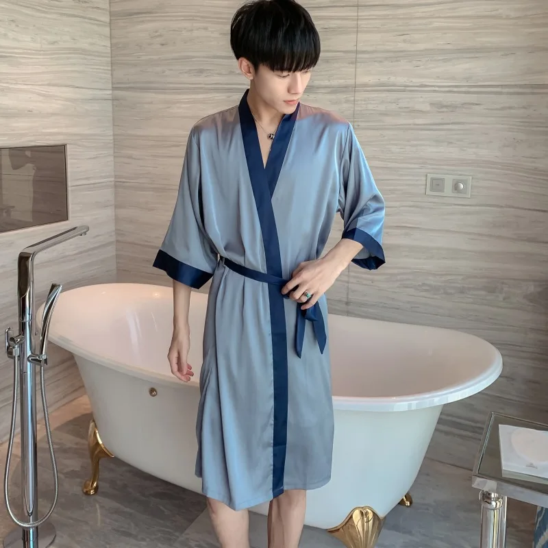 

Sexy Nightwear Kimono Robe Set Satin Women Bathrobe Gown Intimate Lingerie Summer New Lovers Casual Sleepwear Home Clothing