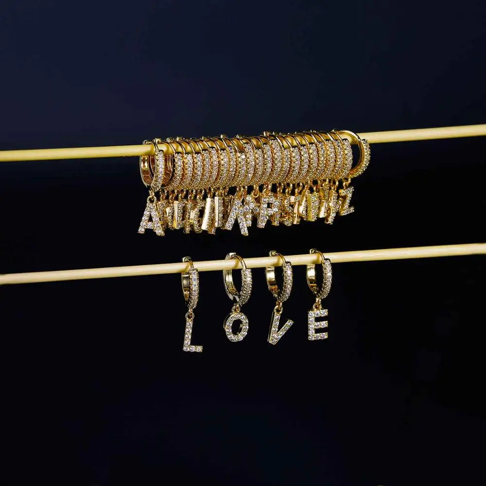 

1PC 26 English Letters Zircon Ear Piercing Earring for Women Initial Ear Buckle Creative Small Joker Earring Cartilage Jewelry