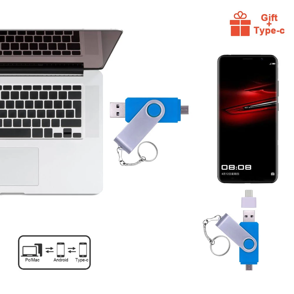 Вращающийся Смарт флеш накопитель USB OTG 2 0 64 ГБ 32 16 8 4 Гб флешка карта памяти Android