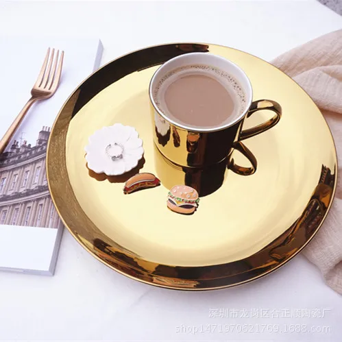 INS цвета: золотистый серебряный пластины Керамика декоративный поднос пластина