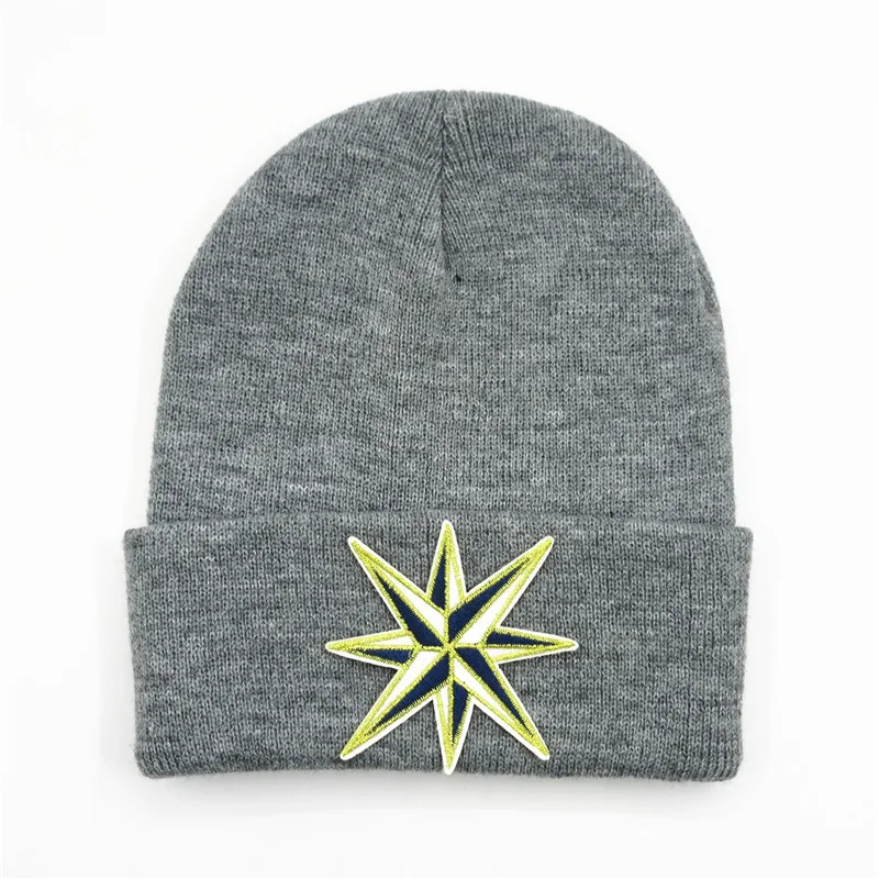 

Winter Cotton Star Embroidery Thicken Knitted Hat Warm Hat Skullies Cap Beanie Hat for Men and Women 259