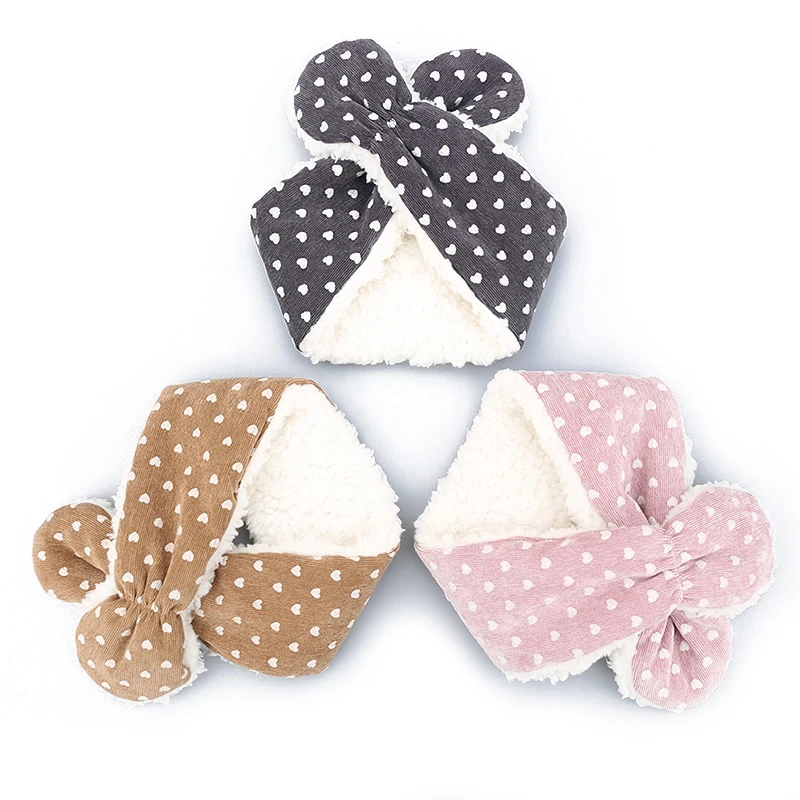 Детский зимний плотный вельветовый шарф с шерстяным воротником Детские