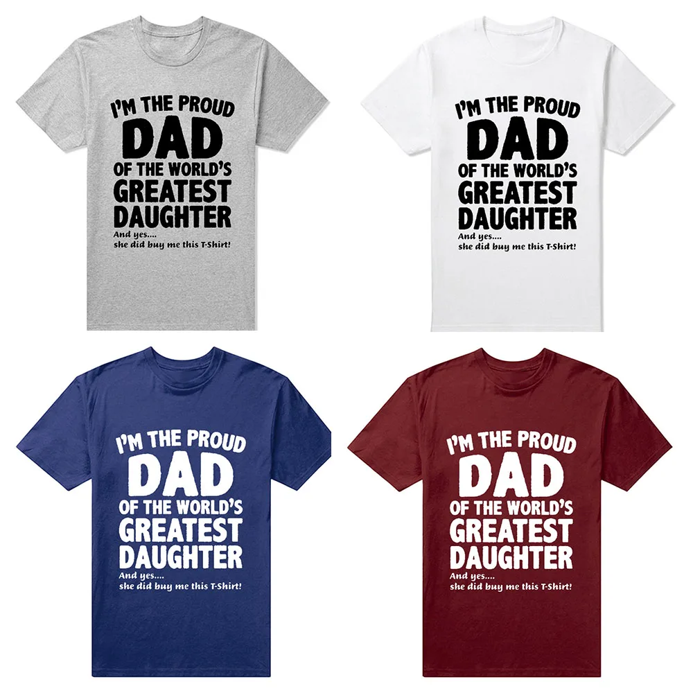Мужская футболка с короткими рукавами хлопковая надписью I'm A Proud Dad Of tripse Awesome