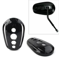 2pcs oval motorcycle rearview mirrors cap cover for harley dyna street glide softail sportster xl883 xl1200 gloss black abs