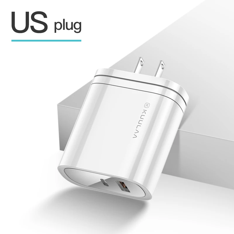 US White KUULAA 36 Вт USB зарядное устройство Quick Charge 4,0 PD 3,0 быстрое зарядное устройство US EU переходник супер зарядное устройство для iPhone 11 X XR XS 8 Xiaomi Mi 9 - Тип штекера: US White