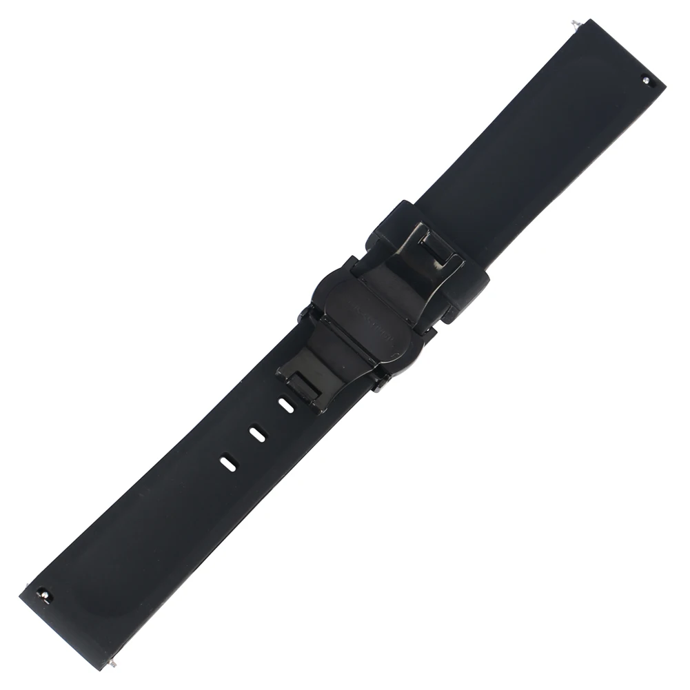 Силиконовый ремешок для часов 20 мм 22 24 практичный черный кнопочный скрытая