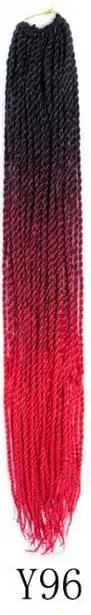 Qphair Ombre Сенегальские вьющиеся волосы крючком косы 24 дюйма 30 корней/упаковка синтетические плетеные волосы для женщин черные кроличьи волосы - Цвет: y96