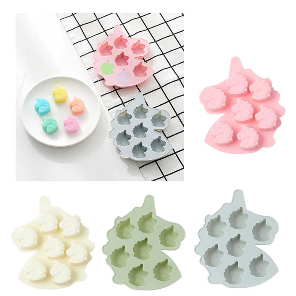 

7 Cavity Pony With Horn Silicone Cake Mold Chocolate For Houses Baking Tools Decorating Cookie Bakeware Mould