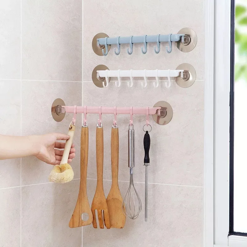 Wall Mounted Bathroom Organizer Hooks Towel Holder Kitchen Accessories Cupboard Storage Rack Shelf Key | Дом и сад