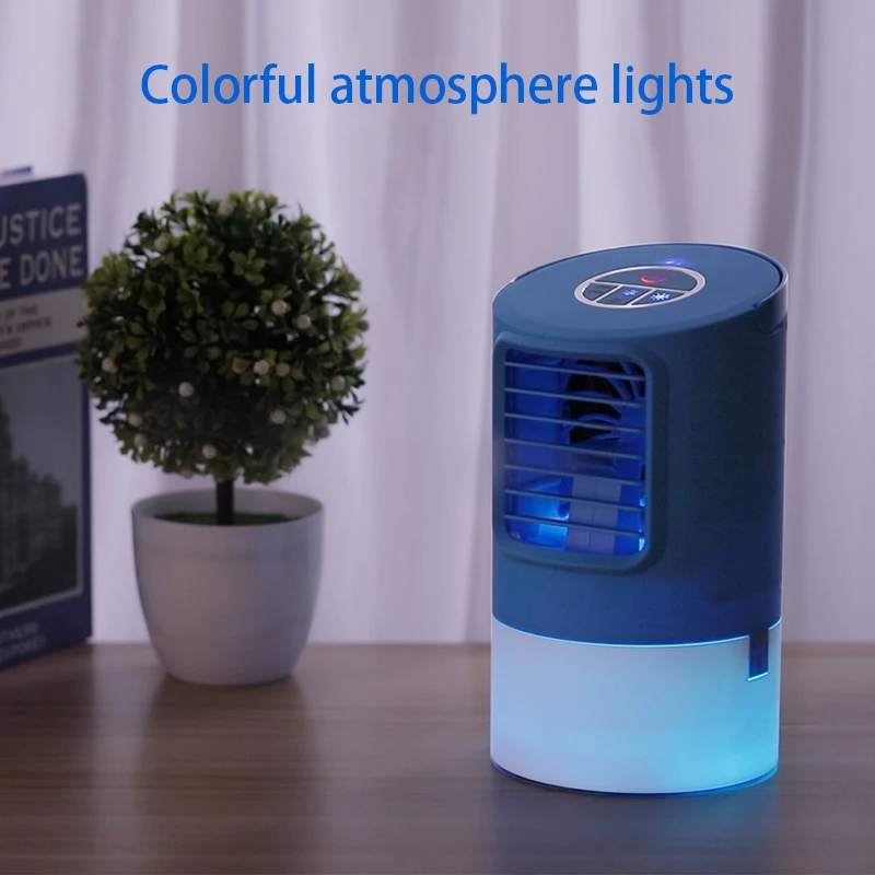 

New Air Cooler Mini Water-cooled Air Conditioner Spray Humidifier Fan LED Colorful Lights AC Unit Portable Home Air Conditioner