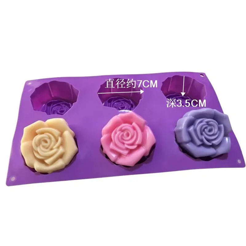 6 cavity роза цветы Fondant (сахарная) Силиконовая Форма Шоколадный торт форма для мыла 3D