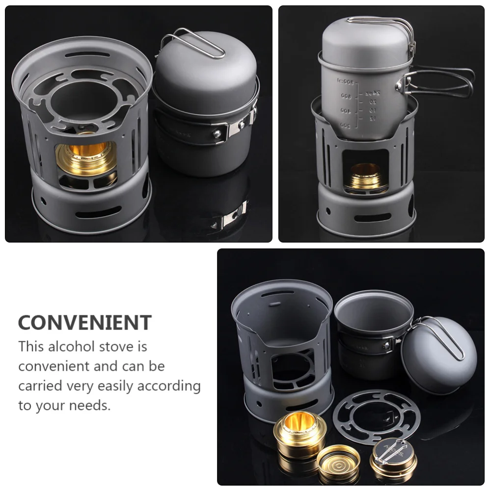 

1 Set Camping Cook Set Alcohol Burner Stove Outdoor Portable Cooker Tools