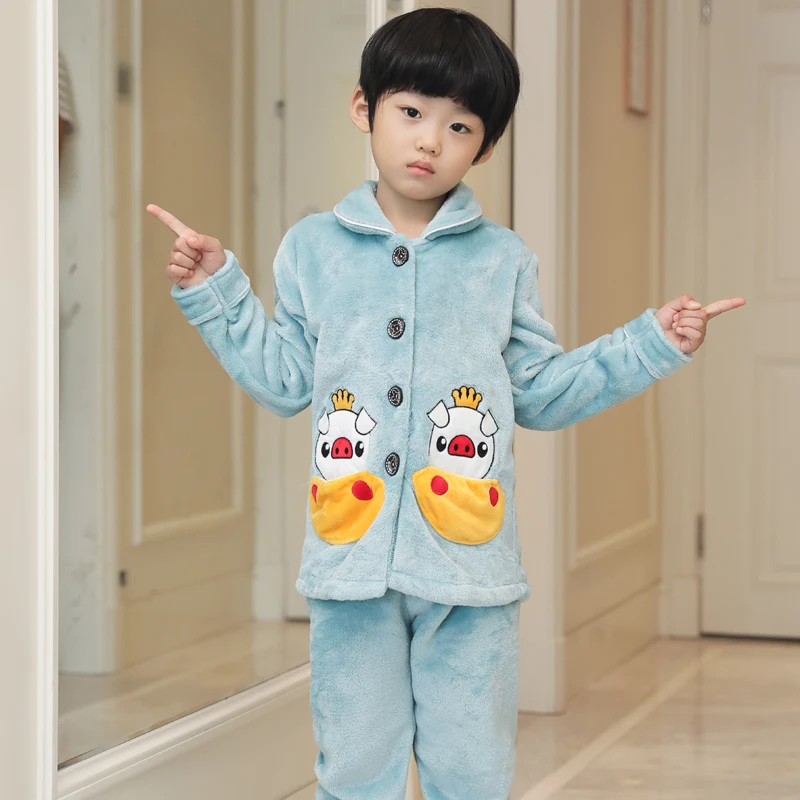 Infantil/детская одежда; зимние пижамные комплекты; утепленная Пижама; Комплект для малышей; повседневная детская фланелевая одежда для сна с отложным воротником; Подростковая Пижама - Цвет: style 3