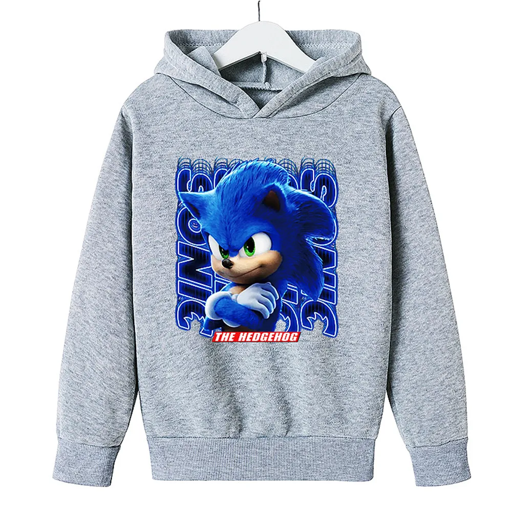 

2021 Autumn new sonic fashion sweatshirt girls children's anime hip-hop hooded sweater 4T-14T first shipment baby girl clothes