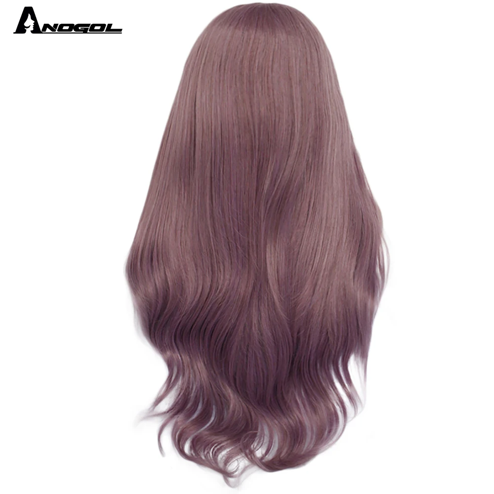 Anogol фиолетовые длинные натуральные волнистые волосы из высокотемпературного