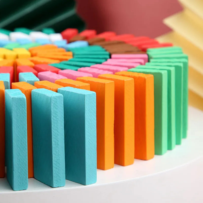 

120pcs Rainbow Color Wooden Domino Starter Kit Early Learning Educational Toys For Children Building Blocks Game Toys C1141H