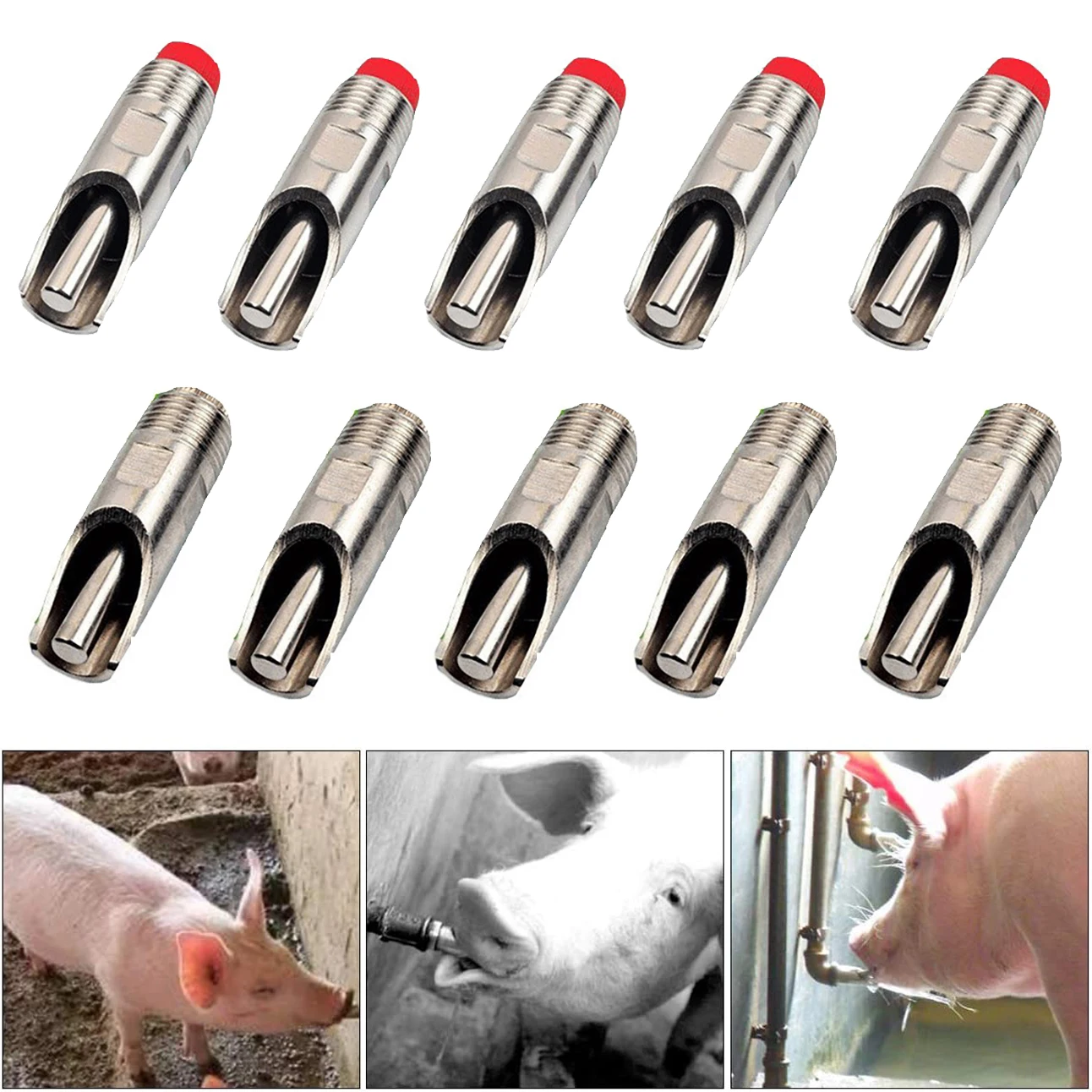

5Pcs 1/2"" NPT Stainless Steel Automatic Pig Nipple Pig Nipple Waterer Hog Nipple Waterer Drinker Feeder For Piglet Sow Drinking