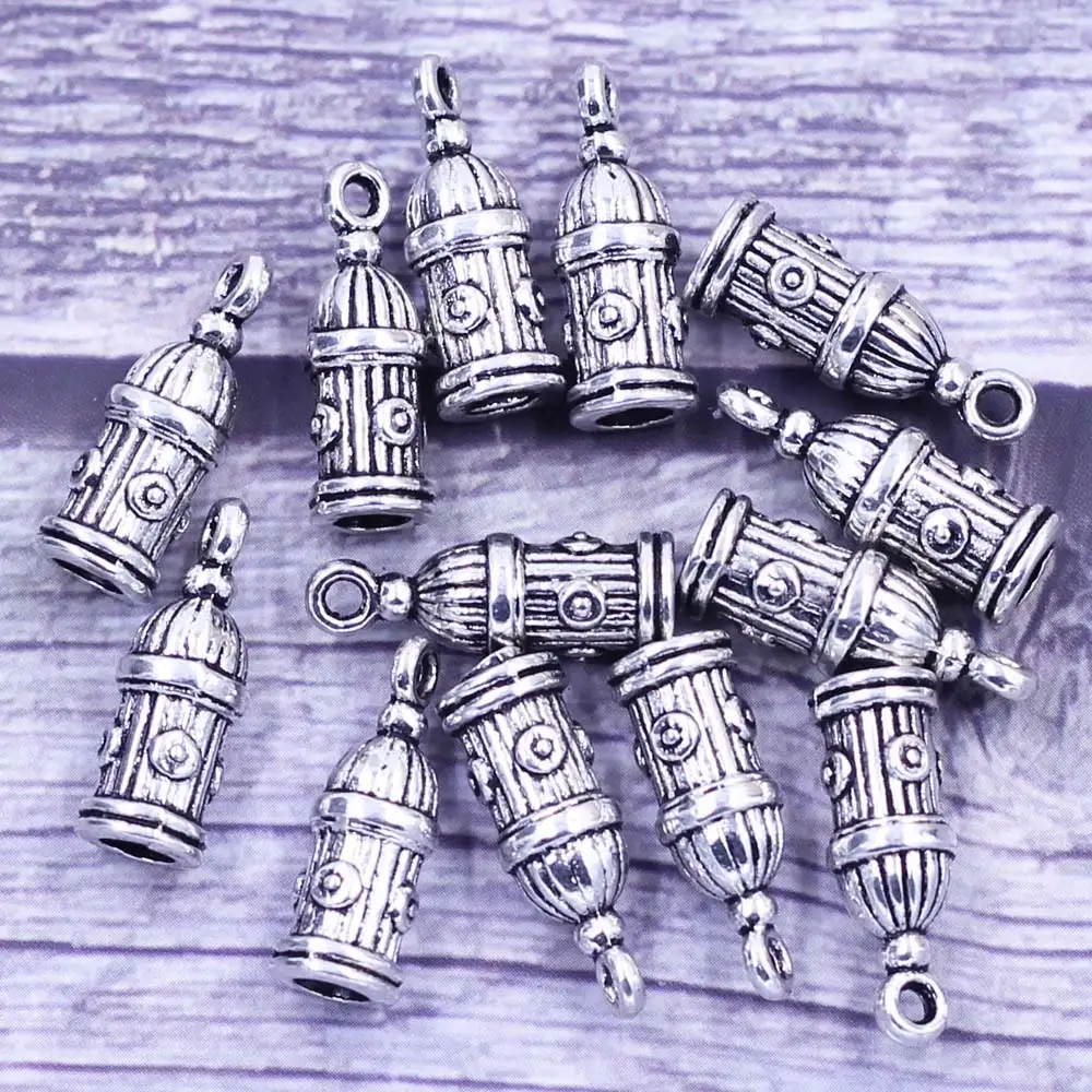 150Pcs Pendants Fire Hydrant Zinc Metal Alloy Silver Tone For Charms Neckalces Jewelry DIY Findings Charms 20x7mm