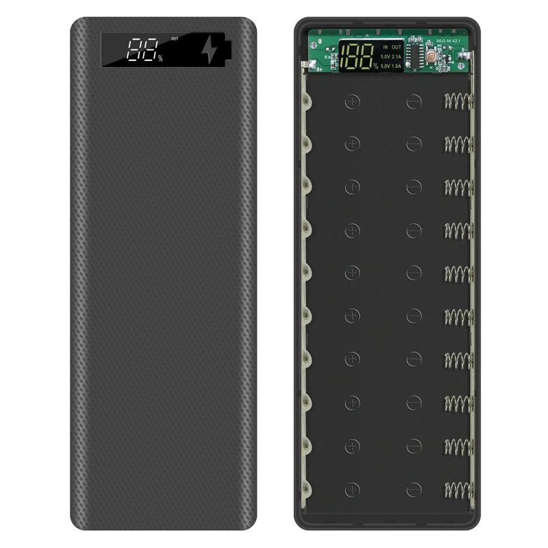 

10*18650 Power Bank Case DIY 18650 battery Power bank Box Quick Charge Dual USB LED light DIY Shell Phone Battery Charging Box
