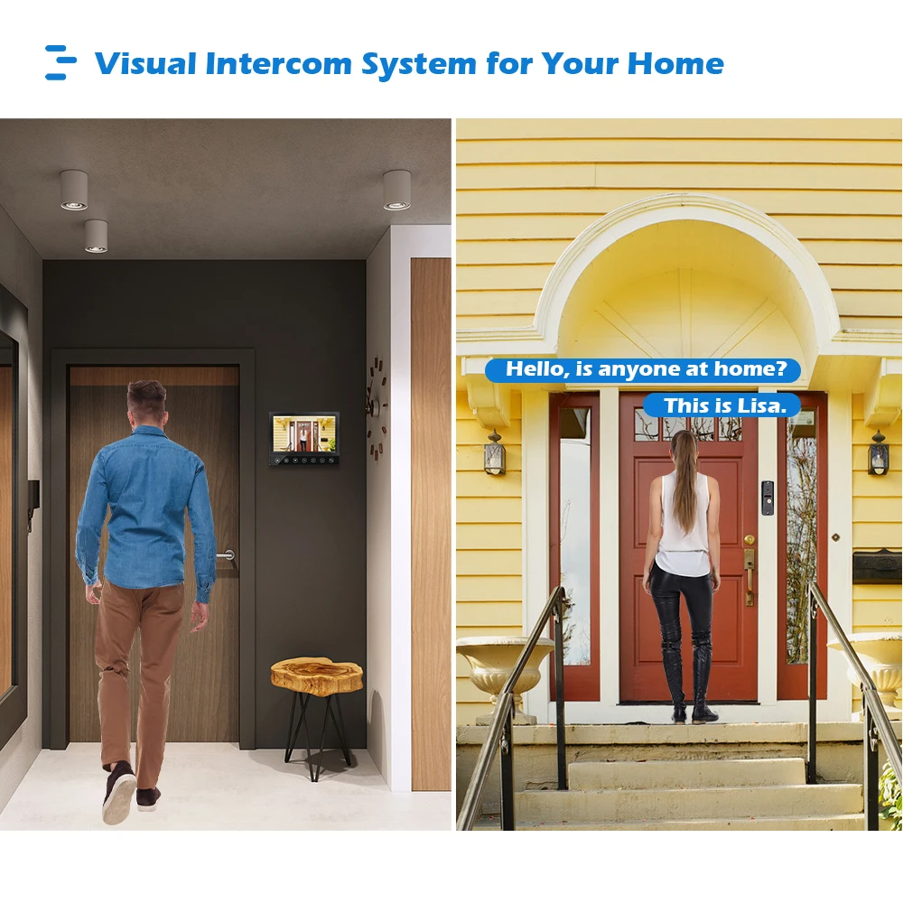 Видео-дверной звонок Домофон для дома Ночное видение устройства 7 дюймовым
