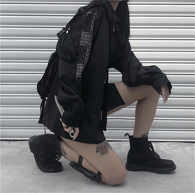 

Harajuku Solid Print Long Sleeve Women Tops And Blouses Streetwear Casual Turn-Down Collar Loose Kimono Shirts Blusas Mujer