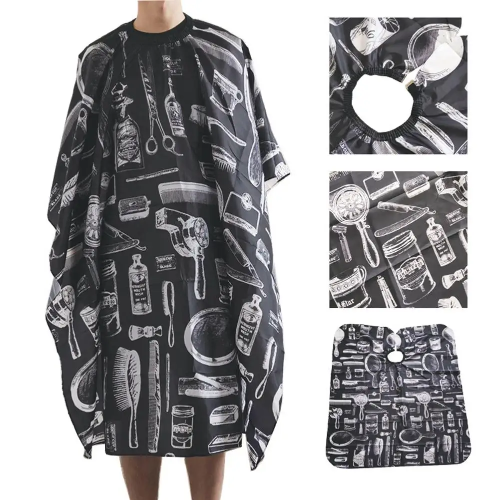 

Adults Waterproof Cloth Hairdresser Gown Aprons Brush Scissor Print Salon Barber Hairdressing Cape Hair Cutting Gown Apron