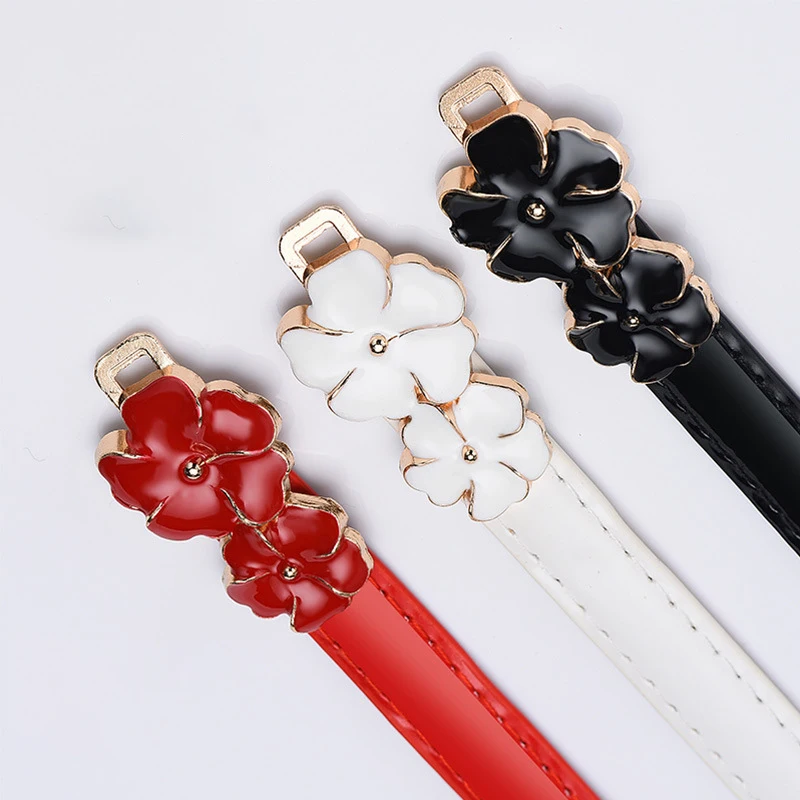 

A001 New dripping plum blossom patent leather ladies wild decorative small belt Korean decorative belt designer women'sbelt