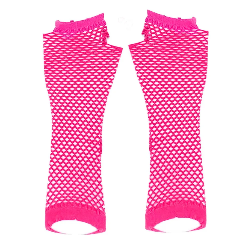 

New Women's Fashion Long Length Fishnet Gloves Party Gloves Mesh Prom Punk Half Finger Pure Solid Color #48