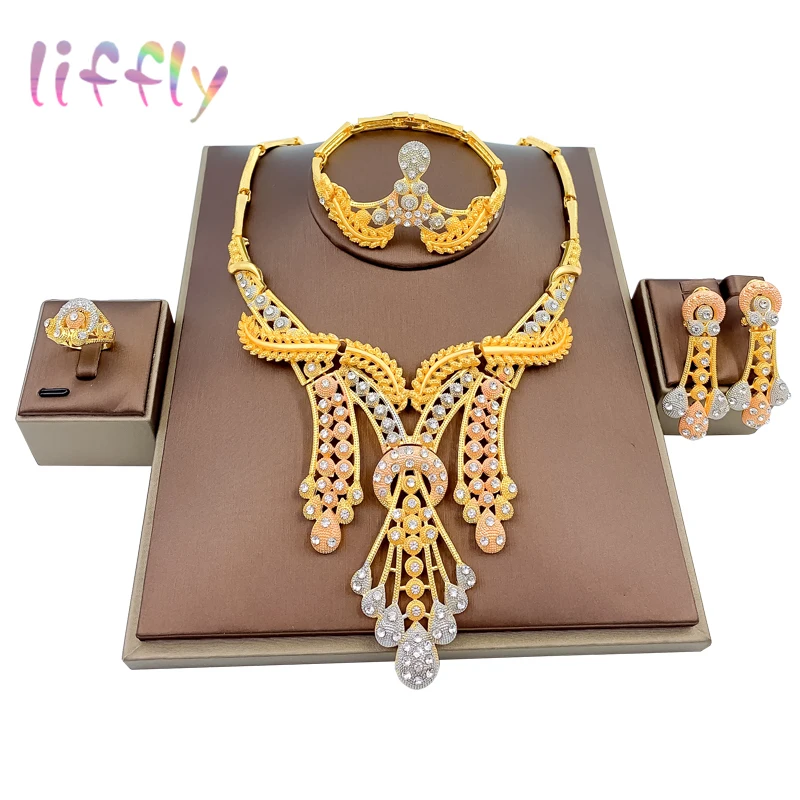 Дубай золотые Ювелирные наборы для женщин большое ожерелье африканские бусы