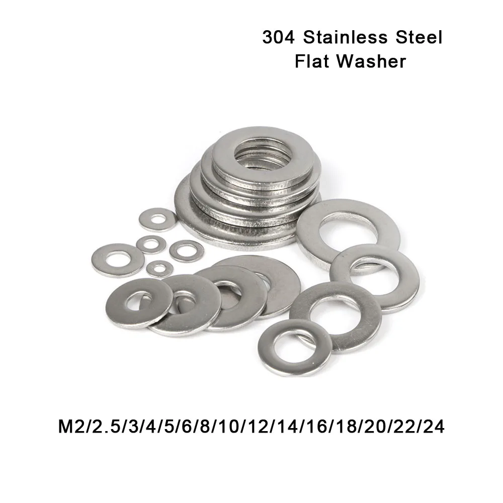 5pcs/lot Stainless Steel Flat Washer M2/2.5/3/4/5/6/8/10/12/14/16/18/20/22/24 Ring Plain Gasket d*dc*h(ID*OD*CS) More Sizes